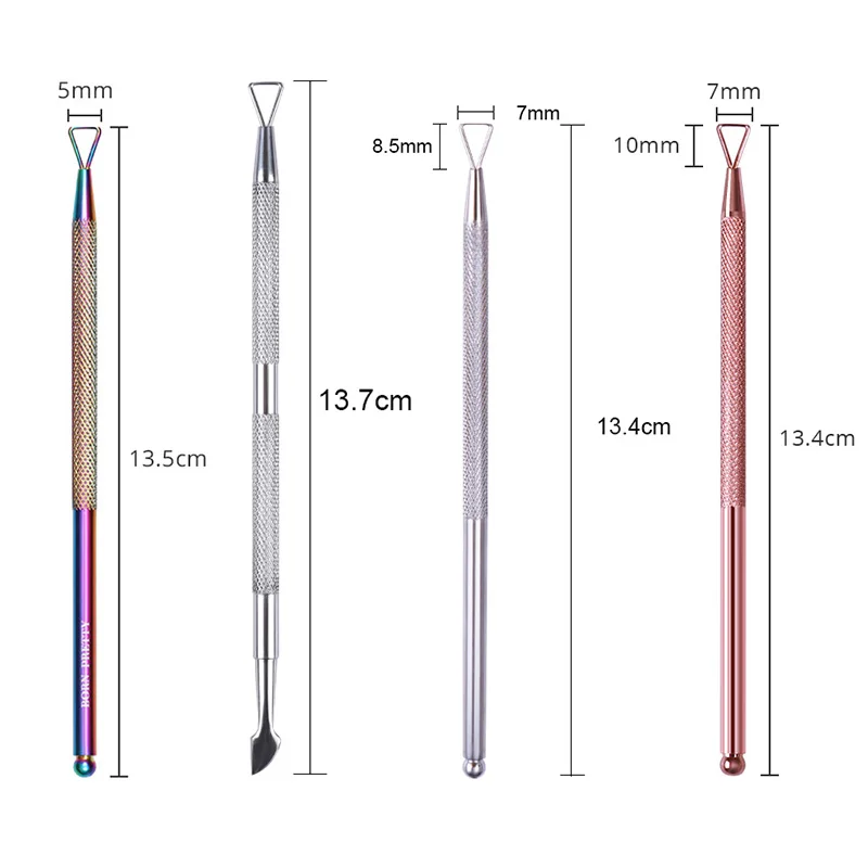 1 шт. нержавеющая сталь кутикулы ногтей толкатель средство для снятия УФ гель-лака педикюр двойной конец ногтей толкатель мертвой кожи удаления маникюра инструмент
