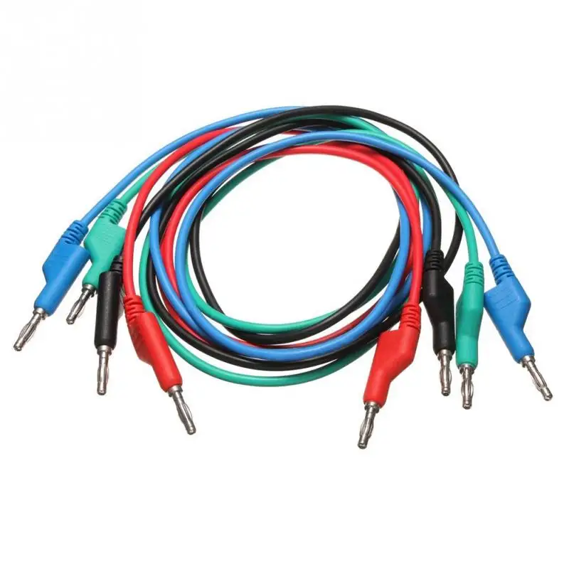 

Excellent quality 4pcs 4 Colors 1M 4mm Banana to Banana Plug Soft Silicone Test Cable Lead for Multimeter