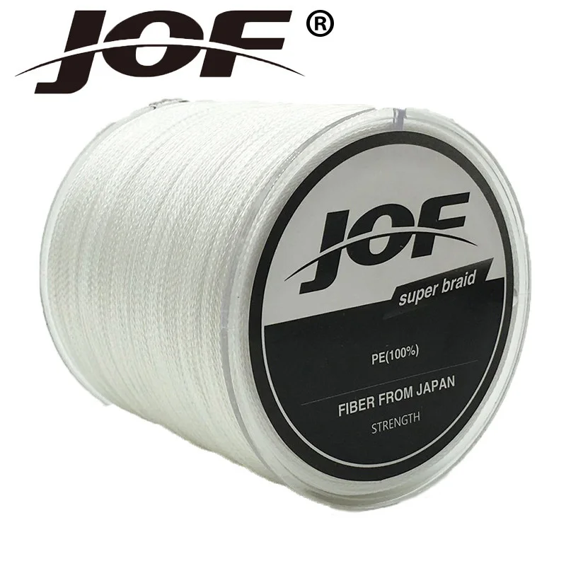 JOF 4 нити 100 м ПЭ плетеная леска многонитевая рыболовная леска провод серый/желтый/синий/зеленый/оранжевый/розово-красный 8-100LB - Цвет: White
