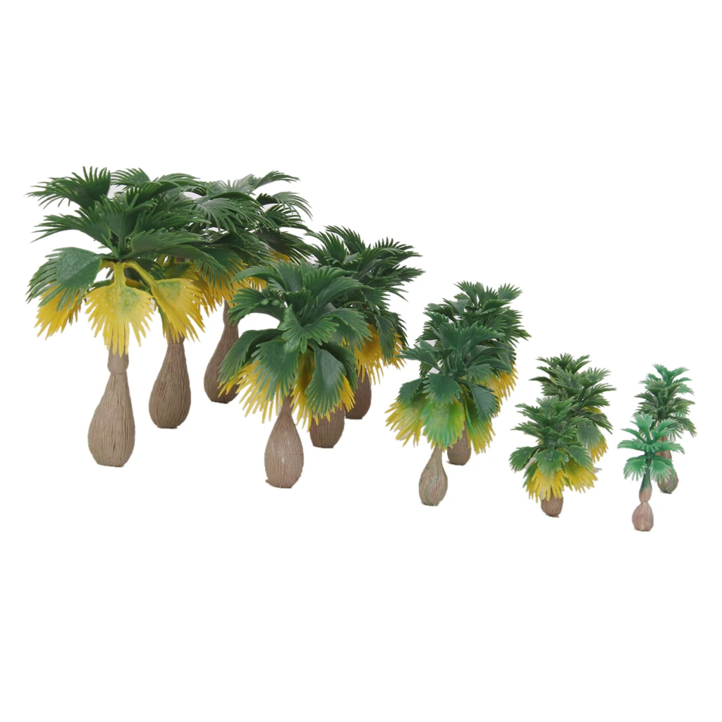 15 Pcs Mini Model Train Trees Tropical Forest Scenery Scale N Z 1:100-1:300 Green and Brown