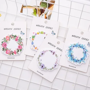 

Korean Creative Stationery Wreath Sticky Notes And Memo Pads Spring Flowers Message Notes Stickers Planner Sticker