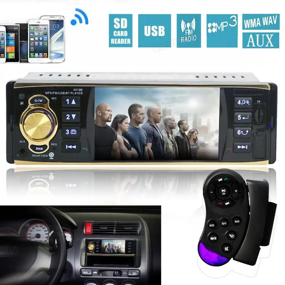 

4019B 12V 4.1 Inch HD 1080P Bluetooth Stereo MP3 / MP4 Radio FM MP5 Video Player Support AUX Input