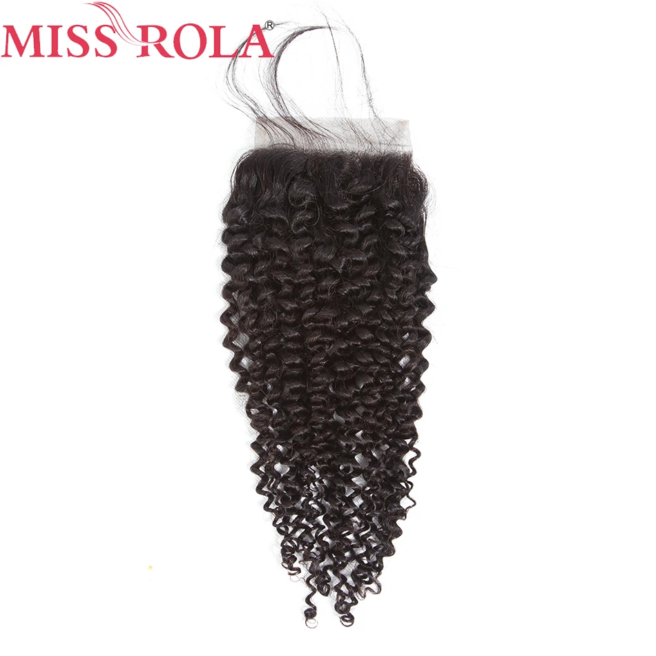 Мисс Рола бразильского странный вьющиеся закрытия шнурка с волосами младенца 4*4 не Реми натуральные волосы застежка рукой, привязанной 130%
