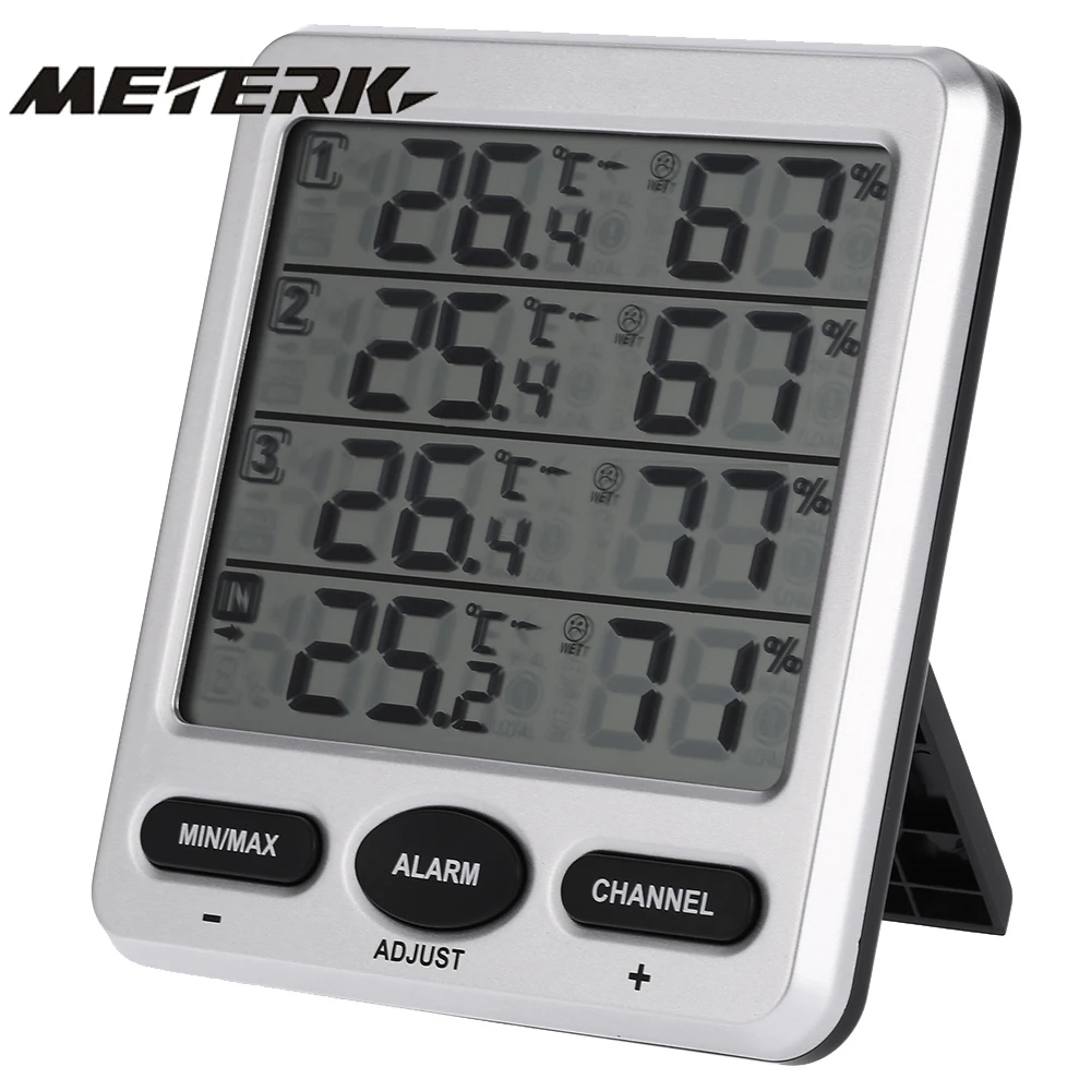 

LCD Thermometer Weather Station Wireless 8-Channel Indoor/Outdoor Thermo-hygrometer with Three Remote Sensors Alarm Function