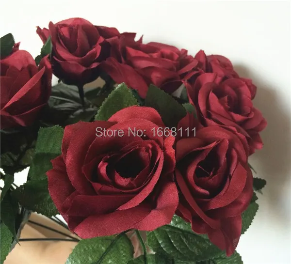 400 шт. Бордовые розы и золотые Цветочные Розы|burgundy roses|bouquet artificialdecorative flowers |