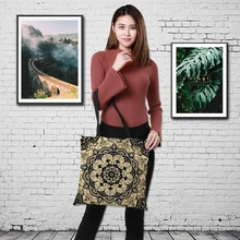 Краудейская двухсторонняя сумка в западном стиле с принтом, Женский Большой льняной мешок для покупок, женская сумка на плечо, Льняная сумка 43 см* 43 см