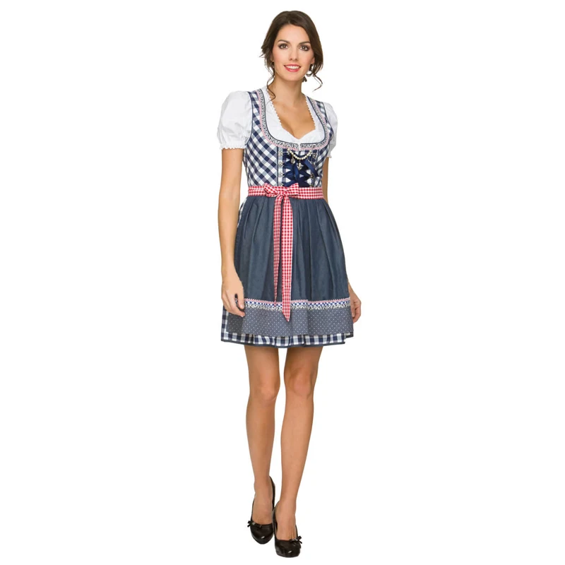 

Women German Oktoberfest Beer Girl Costume Bavarian Dirndl Dress With Blouse Apron
