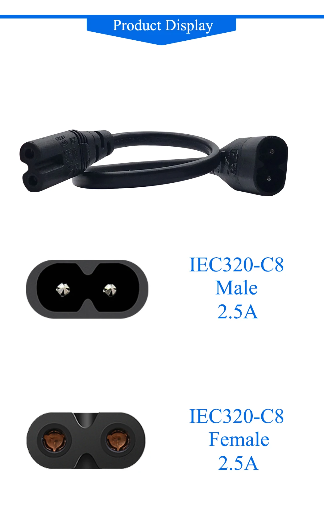 JORINDO 0,3 м/1 фут, IEC320 C8 до C7 Кабель питания Шнур, настольная лампа, камера, адаптер ноутбука удлинитель питания 0,3 м/1 фут