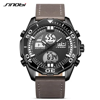 

SINOBI Dual Display Men Watches Back Light LED Digital Date Analog Man Alarm Military Sport Casual Wrist Watch Relogio Masculino