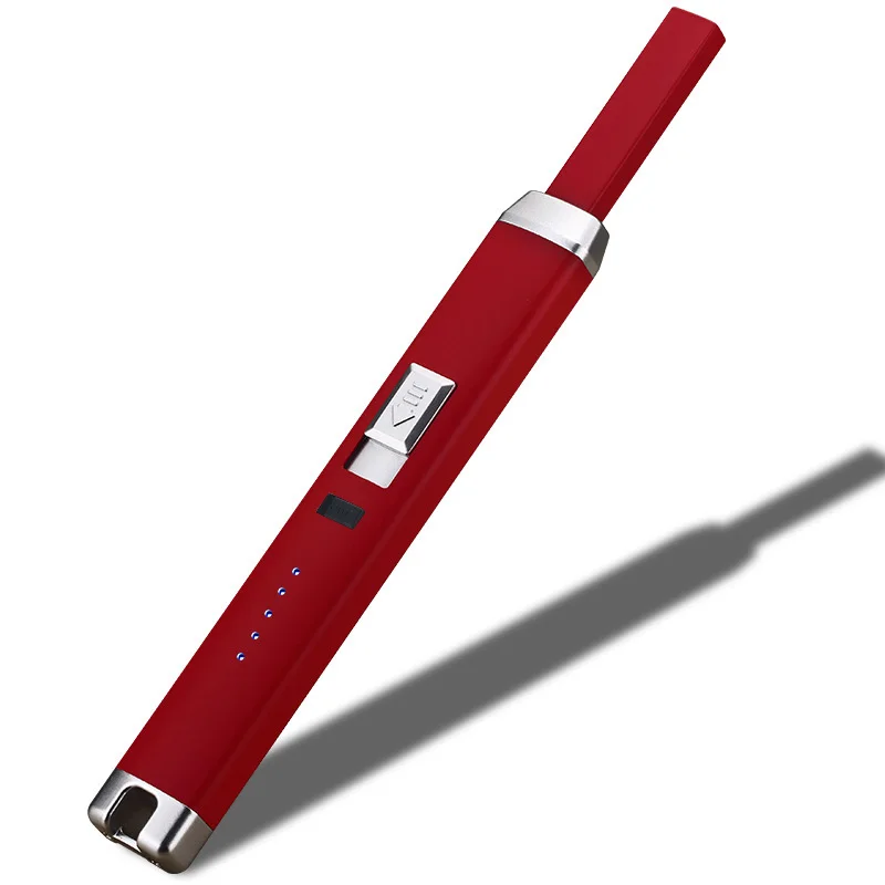 Новая Металлическая электронная перезаряжаемая зажигалка, ветрозащитная USB импульсная дуговая зажигалка, портативная кухонная зажигалка для кемпинга - Цвет: red