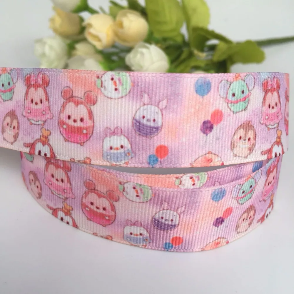 

1 "25MM NEW Kawaii Cartoon Ribbon For Diy Hairbow headwear printed grosgrain ribbon gift decoration ribbons 5 yards 69878