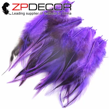 

New Arrival ZPDECOR Feathers 100pcs/lot 10-15cm(4-6inch) Good Quality Stunning Dyed Purple Rooster Lace long Cape Feathers