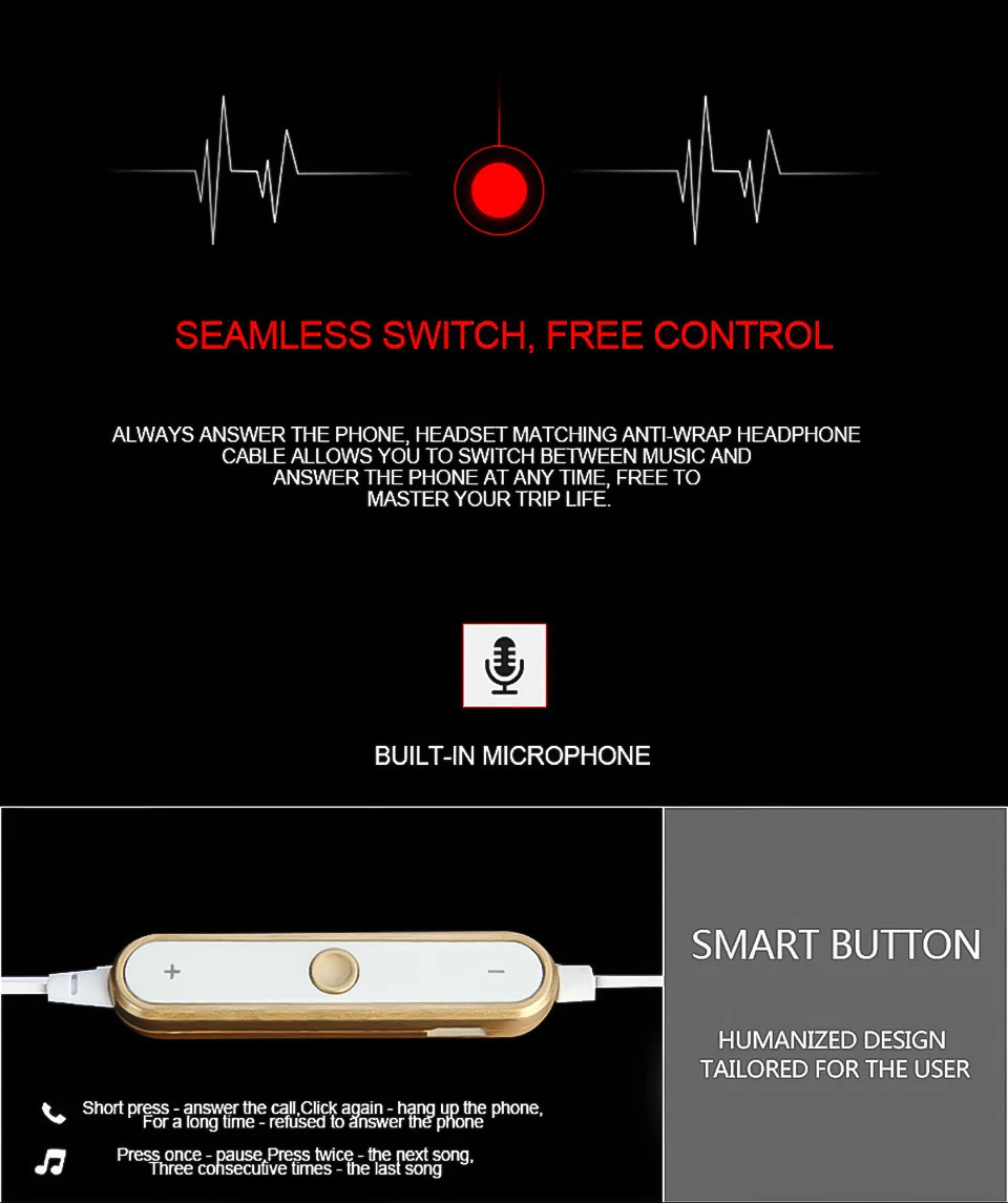 M64 Bluetooth наушники Спортивная гарнитура с лентой на шею наушники-вкладыши бас наушники с микрофоном для xiaomi iPhone Huawei смарт-телефон