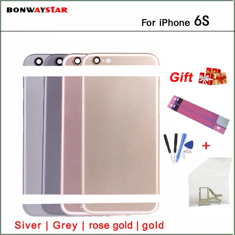 

For IPhone 6S Back Middle Frame Chassis Full Housing Battery Cover Fundas Coque+Buttons&Sim Tray+Sticker+Tool+Custom IMEI