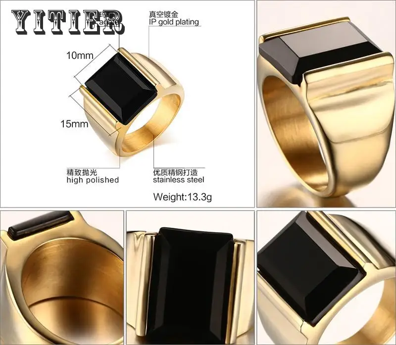 2 Pcs/lot High Quality Titanium Cool Charming Fashion Men Nice Plating Gold Identity Popular Elegant Ring Boy Gold Steel Color