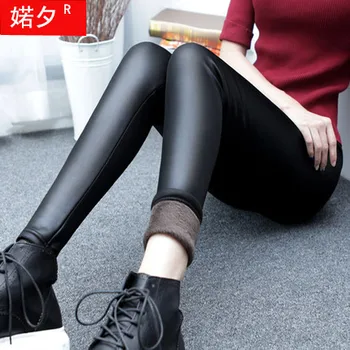 

1113 Europe Leggings lady beaver pencil pants size not cashmere leather thick warm pants nine gaiters boothose capris