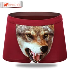 Трусы мужские 3D Боксеры Шорты Нижнее белье размера плюс модал Мужское нижнее белье волк боксеры хлопок сексуальное нижнее белье мужские брендовые трусы