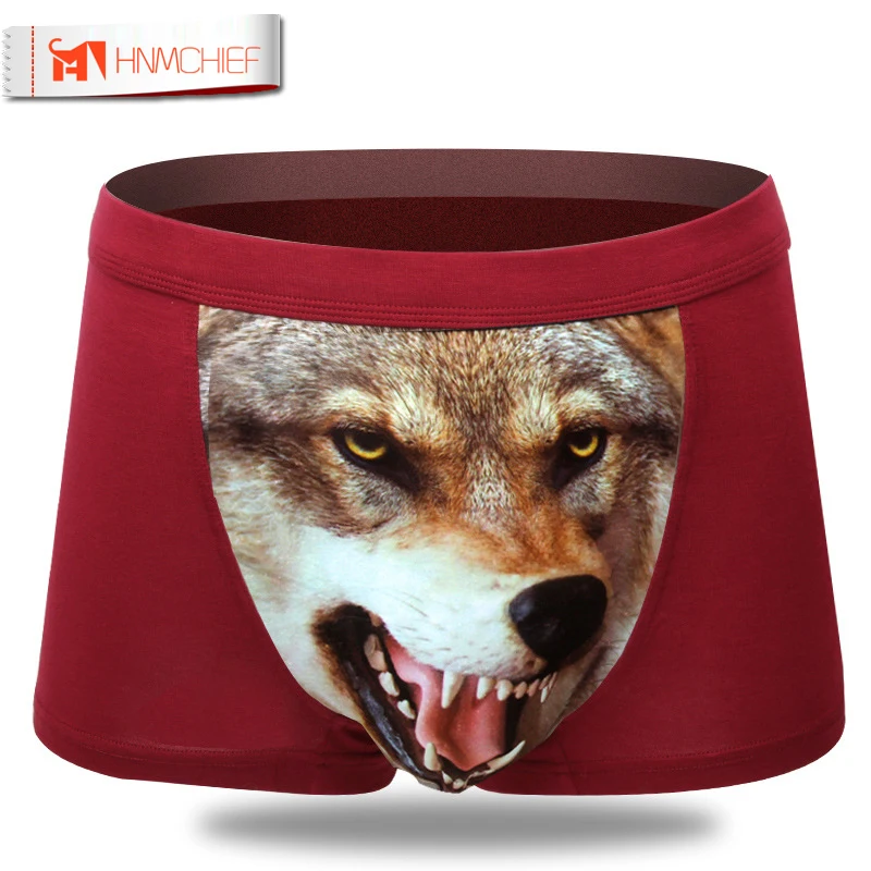 

2017 Panties Men 3D Boxer Shorts Underwear Plus Size Modal Men Underwears Wolf Boxer Cotton Sexy Underwear Male Brand Underpants