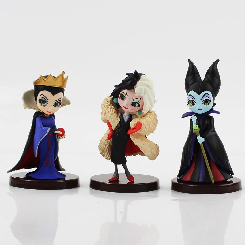 QPosket символов Q Posket Petit злодеи злая queen Maleficent Круэлла де Виль ПВХ фигурку Коллекционная модель игрушки 3 шт./компл