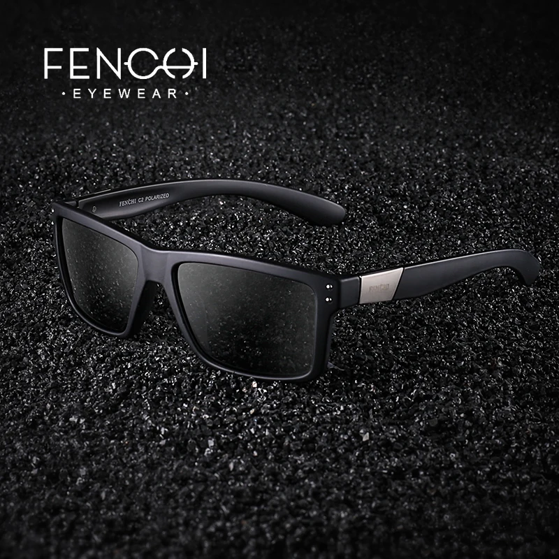 

FENCHI Classic Polarized Sunglasses Men Driving Fashion Metal nameplate Rivet Mirror High quality Sunglasses