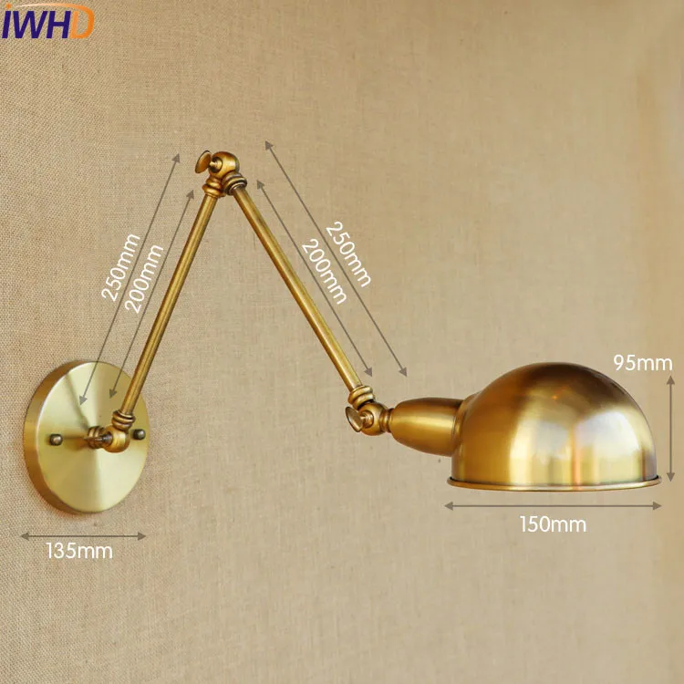 Серебряный Золотой Античный Ретро винтажный настенный светильник светодиодный Поворотный Настенный светильник с длинным кронштейном светильники Лофт промышленный светильник ing Lamparas De Pared - Цвет абажура: 1