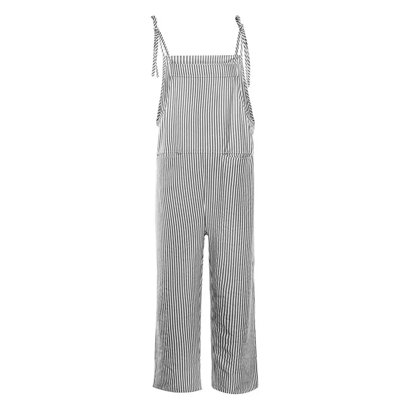 Sleeveless Overalls For Women Pocket Jumpsuit Summer Striped Rompers Womens Jumpsuit Loose Combinaison Femme 40MAY1418