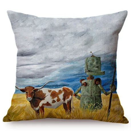 Cute Cartoon Robot Funny Cosplay Home Decoration Throw Pillow Case Kindergarten Children Like Car Sofa Chair Linen Cushion Cover M092-11