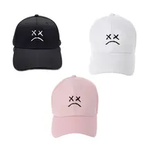 Для женщин Для мужчин унисекс хлопок Бейсбол Кепки Популярные в стиле «хип-хоп», реперские кепки мультфильм XX грустно выражение лица Снэпбэк кепки с нашивкой, Turcker шляпа