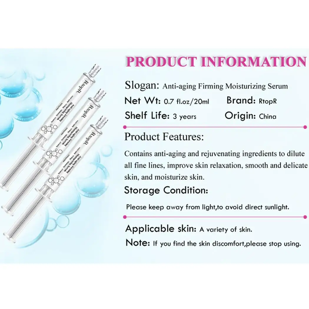 Естественный Уход за кожей анти-старения укрепляющий увлажняющий Сыворотка воды Повседневный Китай все типы инъекции иглы