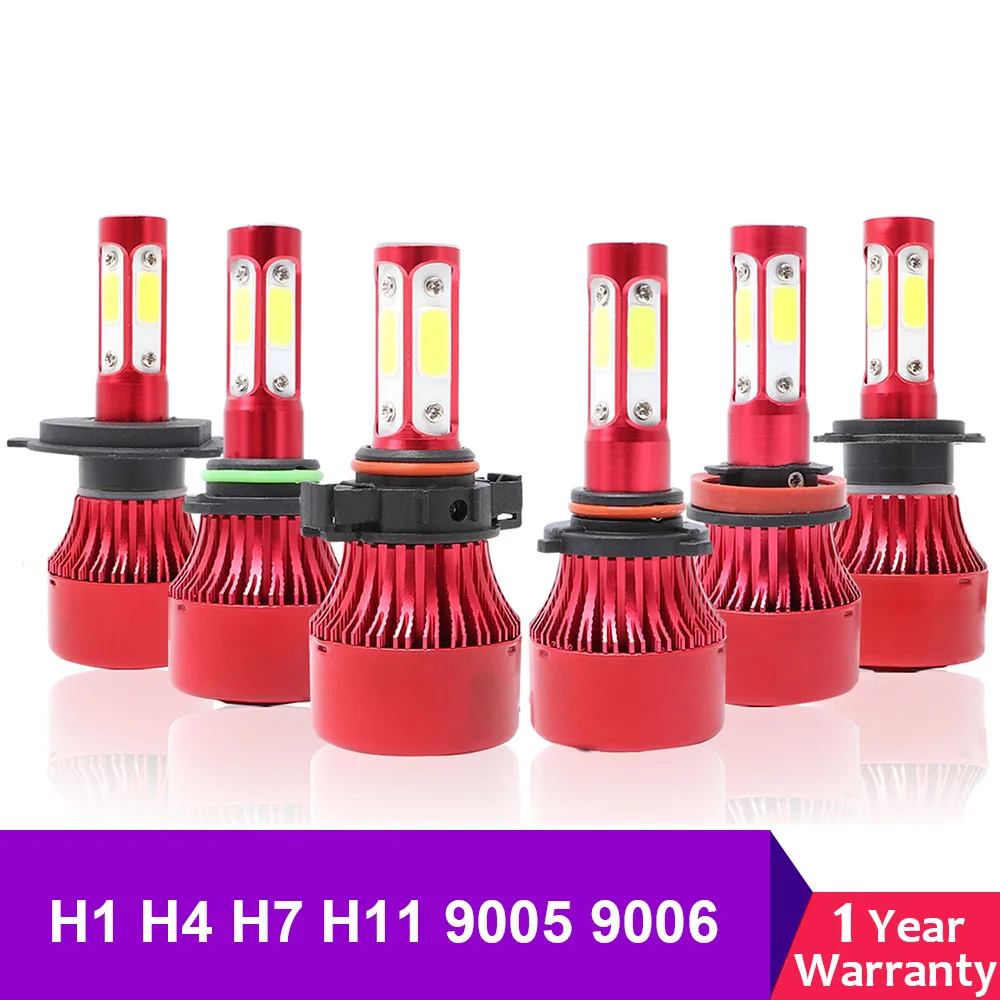 4 боковых люменов H4 Hi lo H7 H11 9005 9006 Автомобильный светодиодный светильник COB 100 Вт