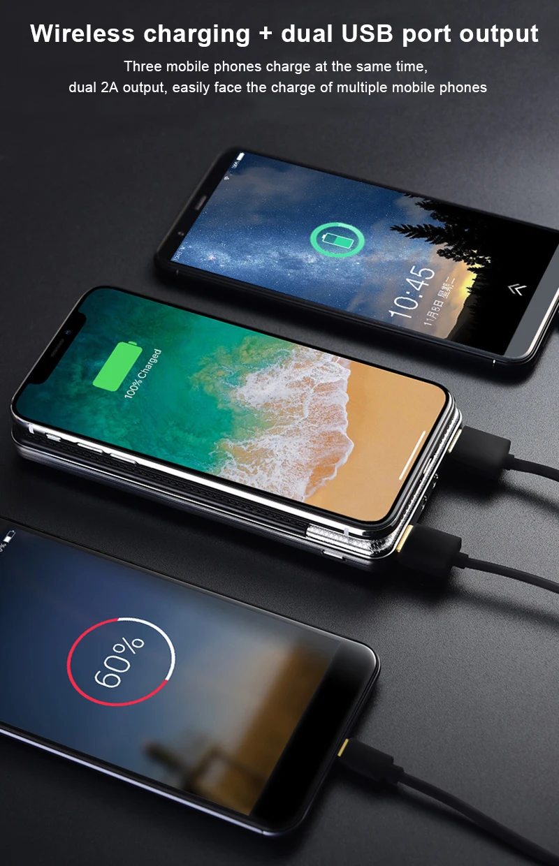 QI Wireless Charger Power Bank 10000mah Dual USB with Digital Display External Battery Powerbank for iphone 8 X XS Max XR note 9 QI Wireless Charger Power Bank 10000mah Dual USB with Digital Display External Battery Powerbank for iphone 8 X XS Max XR note 9