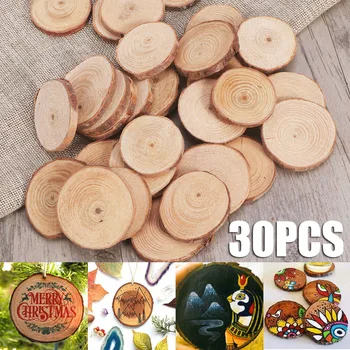 

30pcs 3-4cm Natural Pine Wood Wafer Log Slices Round Slices For Wedding Pyrography DIY Crafts Decor Hand-painted Material