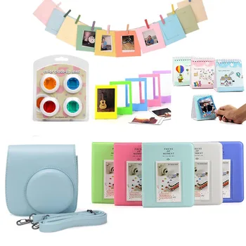 

6 in1 Accessories Kit for Fujifilm Instax Mini 8 8+ 8s 9 PU Leather Bag Case + Strap + Filter Lens + Album + mini Photo frame