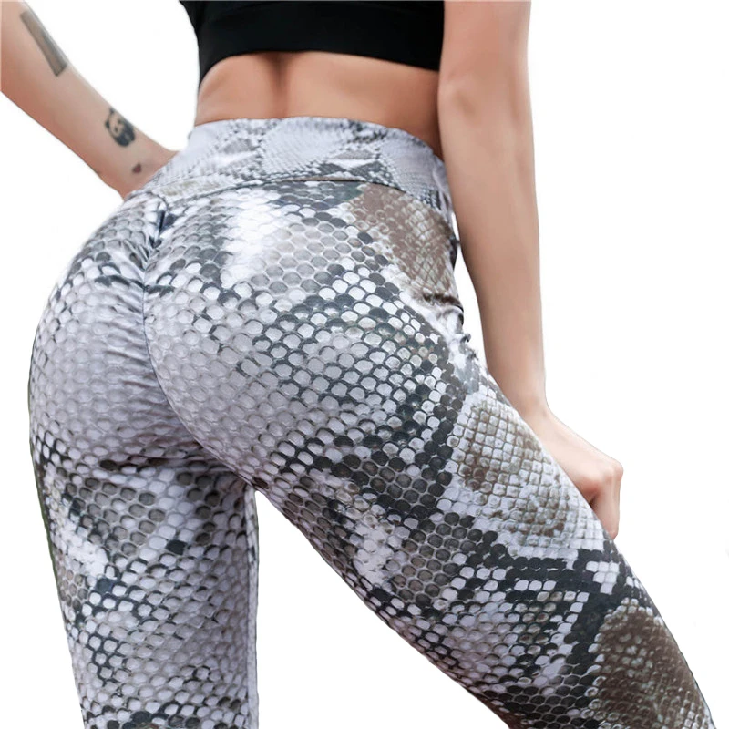 

Women Yoga Pants Serpentine Prints Push Up Hip Fitness Print Sporting Workout Athletic Leggings Elastic High Waist Slim Jogging
