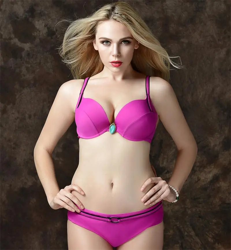 

2017 Hot Solid Bikini Set Padded Bra Swimsuit Bathing Suit  For Women Girl Swimwear Plus Size 2XL-6XL
