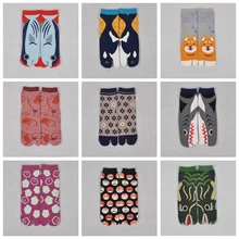 Разноцветные сандалии унисекс короткие носки женские хлопковые Самурайские раздельные носки кимоно Вьетнамки с рисунком карпа 1 пара XLZ9473