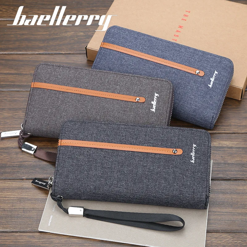 

New Fashion slim minimalist Multi card bit phone zipper men long wallet Canvas purse high quality 2019 vintage money thin clutch