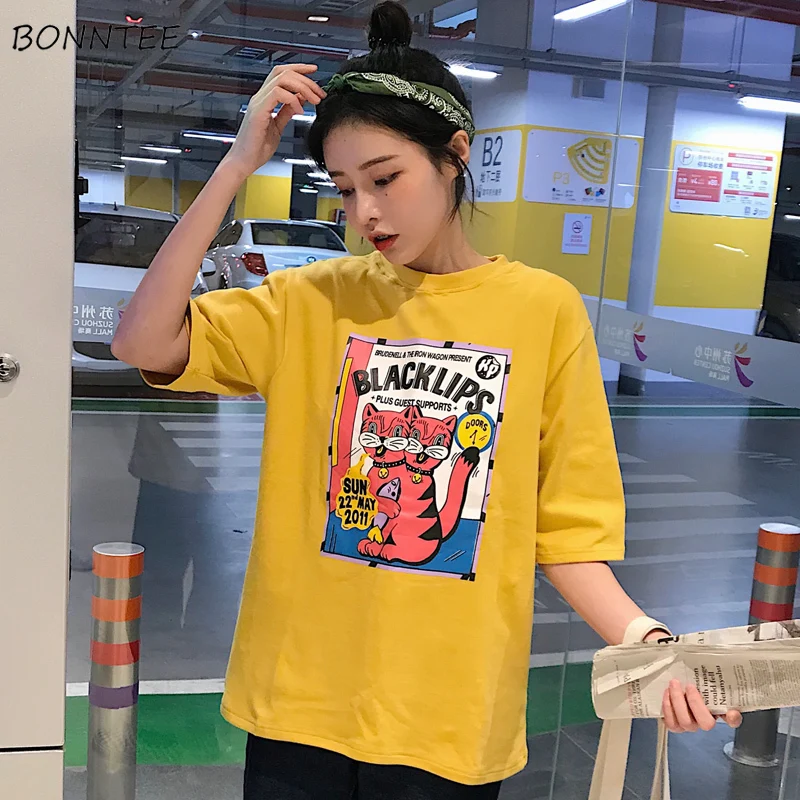 

T-Shirts Women Korean Style Hip Hop Harajuku All-match Leisure Daily Womens Trendy Loose Short Sleeve Summer New 2019 Breathable