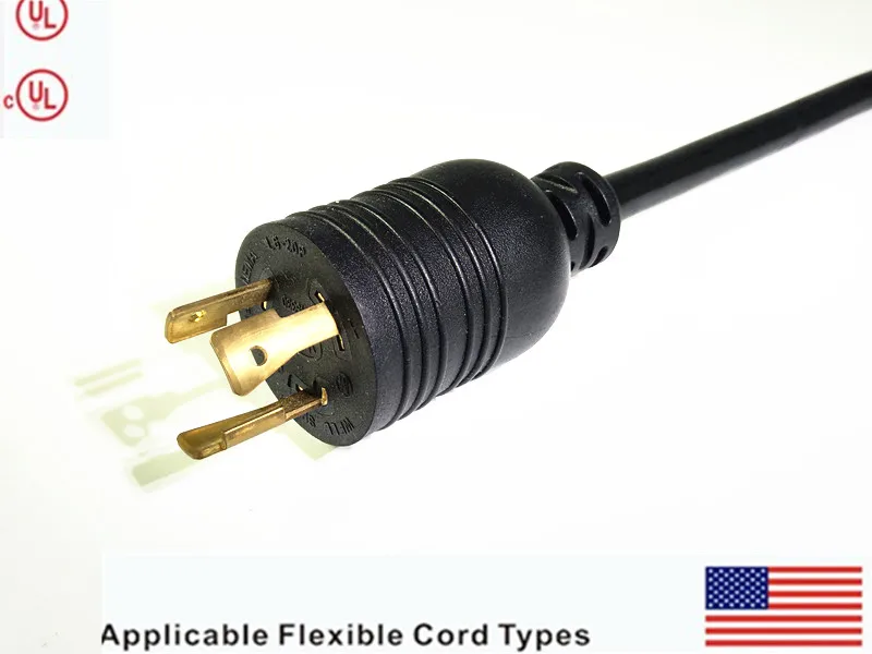 US American industrial plug power Cord NEMA L6 30P SJT 3X10AWG power