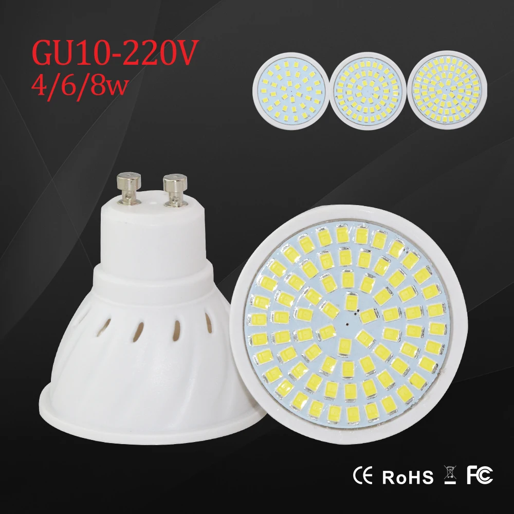 

LED Light LED Bulb SMD 2835 GU10 Spotlight 220v 230v led bulb 4w 6w 8w lighting chandelier bright lampara indoor lights
