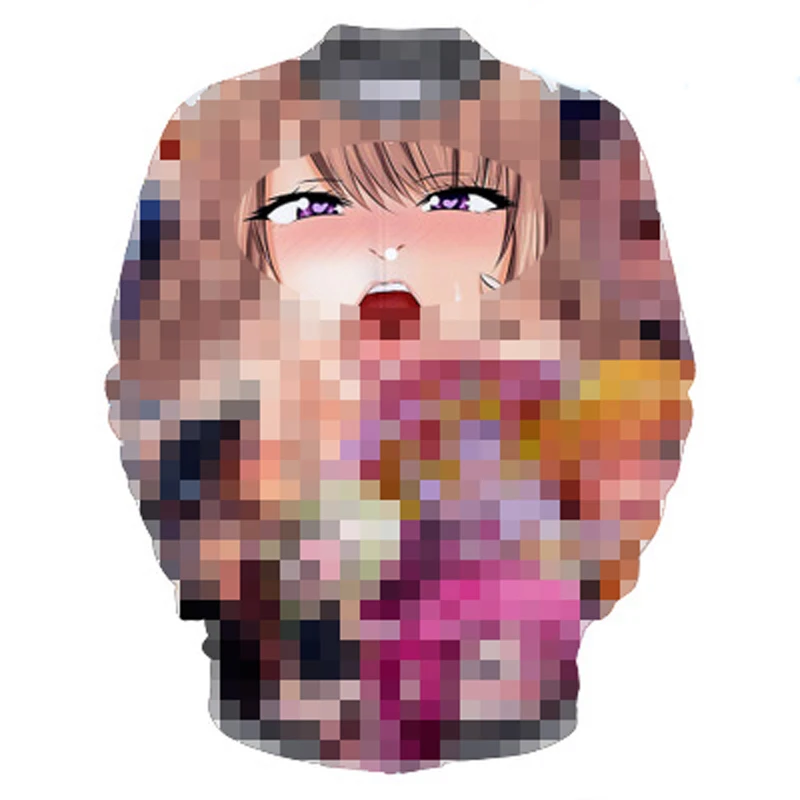 3D Ahegao толстовки с капюшоном для мужчин wo для мужчин застенчивая девушка лицо Толстовка уличная одежда с мотивами из аниме Harajuku негабаритных на молнии куртки топы - Цвет: baseball jacket 2