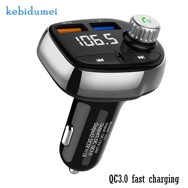 QC 3,0, двойное зарядное устройство для телефона, Bluetooth, MP3 плеер, автомобильный комплект громкой связи, fm-передатчик, дисплей напряжения, USB, AUX, TF, воспроизведение музыки, 12 В, 24 В