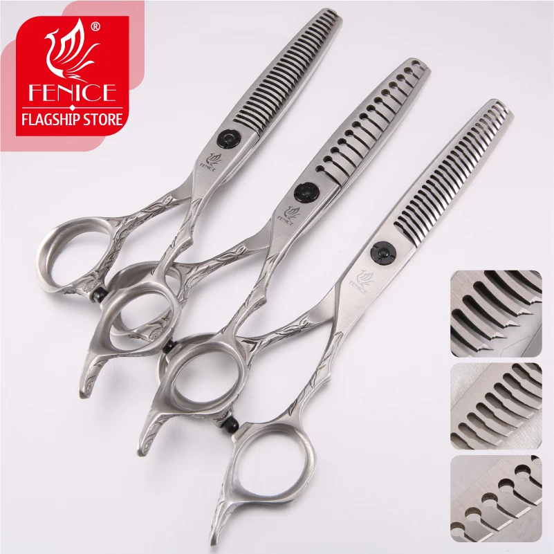 Fenice Professional JP440c 6 дюймовые ножницы для стрижки филировки рога безследные зубов с
