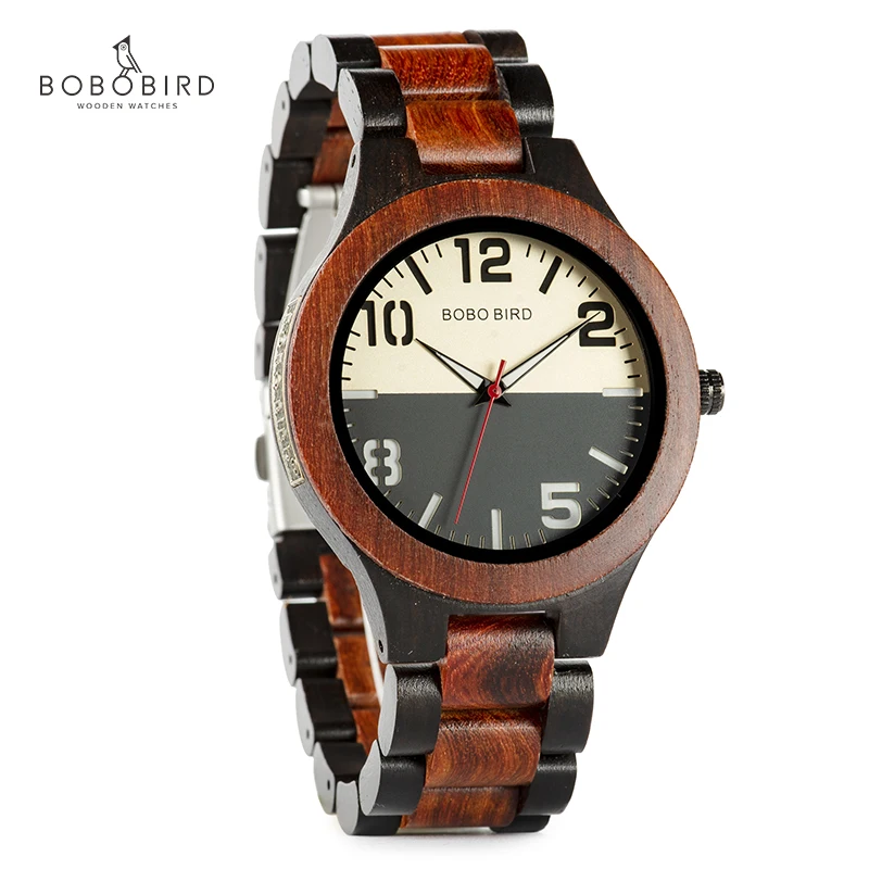Zegarek meski BOBOBIRD мужские деревянные часы с металлической этикеткой двухцветные дизайнерские клен деревянные кварцевые наручные часы Прямая поставка индивидуальные подарки C-S12