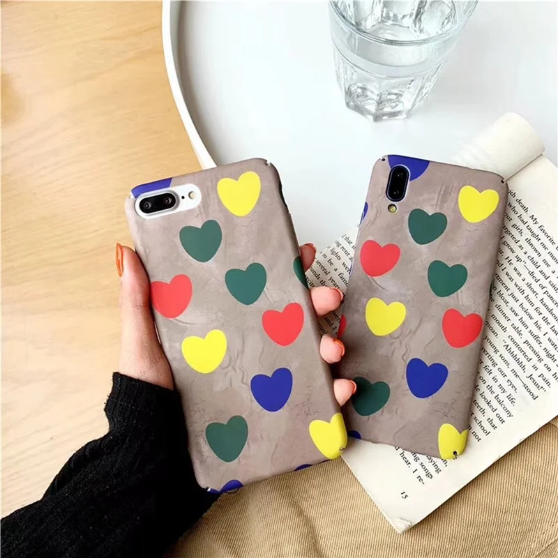 Color Small Love Phone Case for iphone 6 6s 7 8Plus All-inclusive Shatter-resistant Water Hard Cover XS Max XR X |