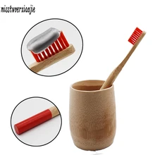 Красная круглая ручка деревянная зубная щетка для рта чистая бамбуковая зубная щетка Щетина Щетка для взрослых путешествия язык зубная Щетка скребок