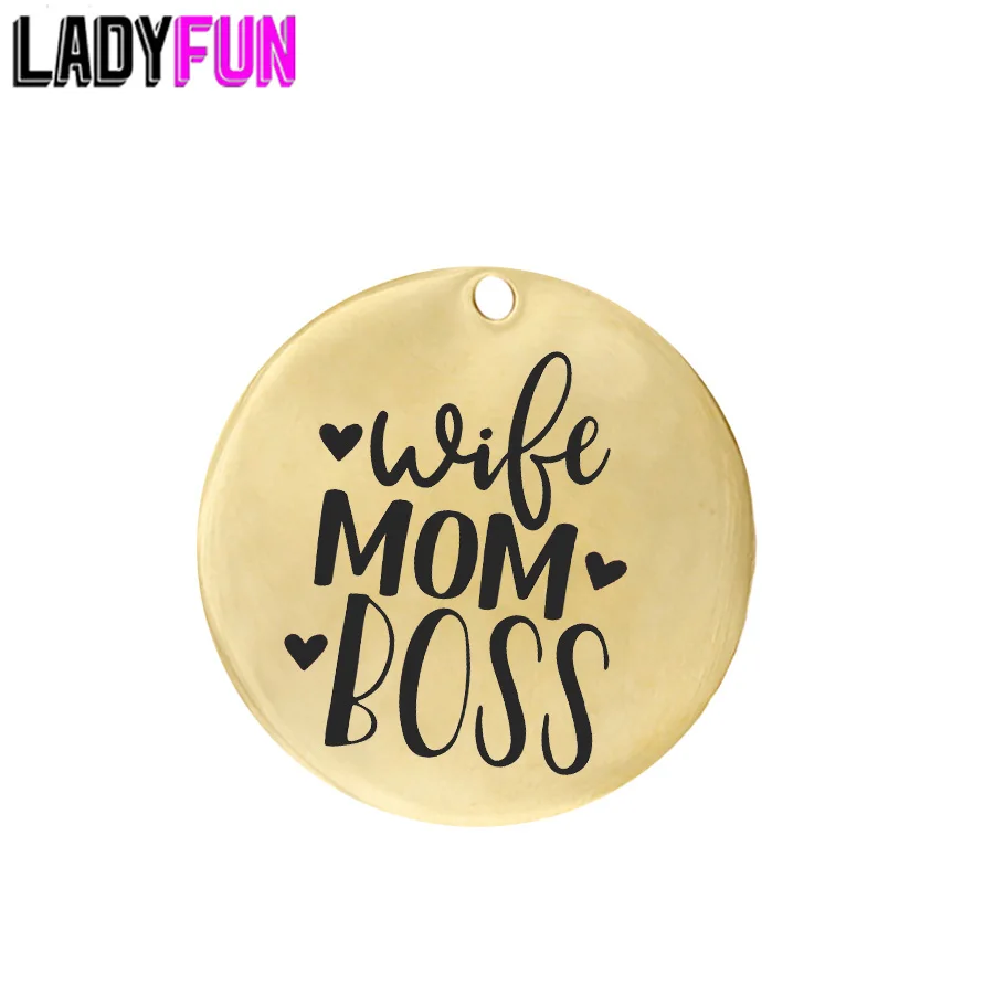 

Ladyfun Stainless Steel Mom Charms-Wife Mom Boss Charm for jewelry making