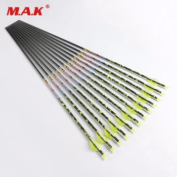 

30 Inches Pure Carbon Arrow Spine 300/340 Diameter 7.6 mm for Compound Bow Archery Hunting Shooting