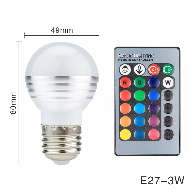 110 В 220 в 85-265 в E27 E14 светодиодный RGB лампа 3 Вт 5 Вт светодиодный RGB Точечный светильник Новинка Праздник RGB светильник s+ ИК пульт дистанционного управления 16 цветов - Испускаемый цвет: E27 3W