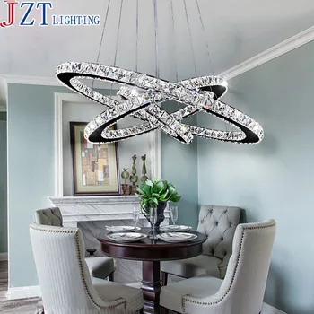 

M Siljoy Three Rings (15.7 - 23.6 - 31.5 Inches) Clear K9 Crystal Chandelier Ceiling Light Fixture Silver Lampshade Metal base